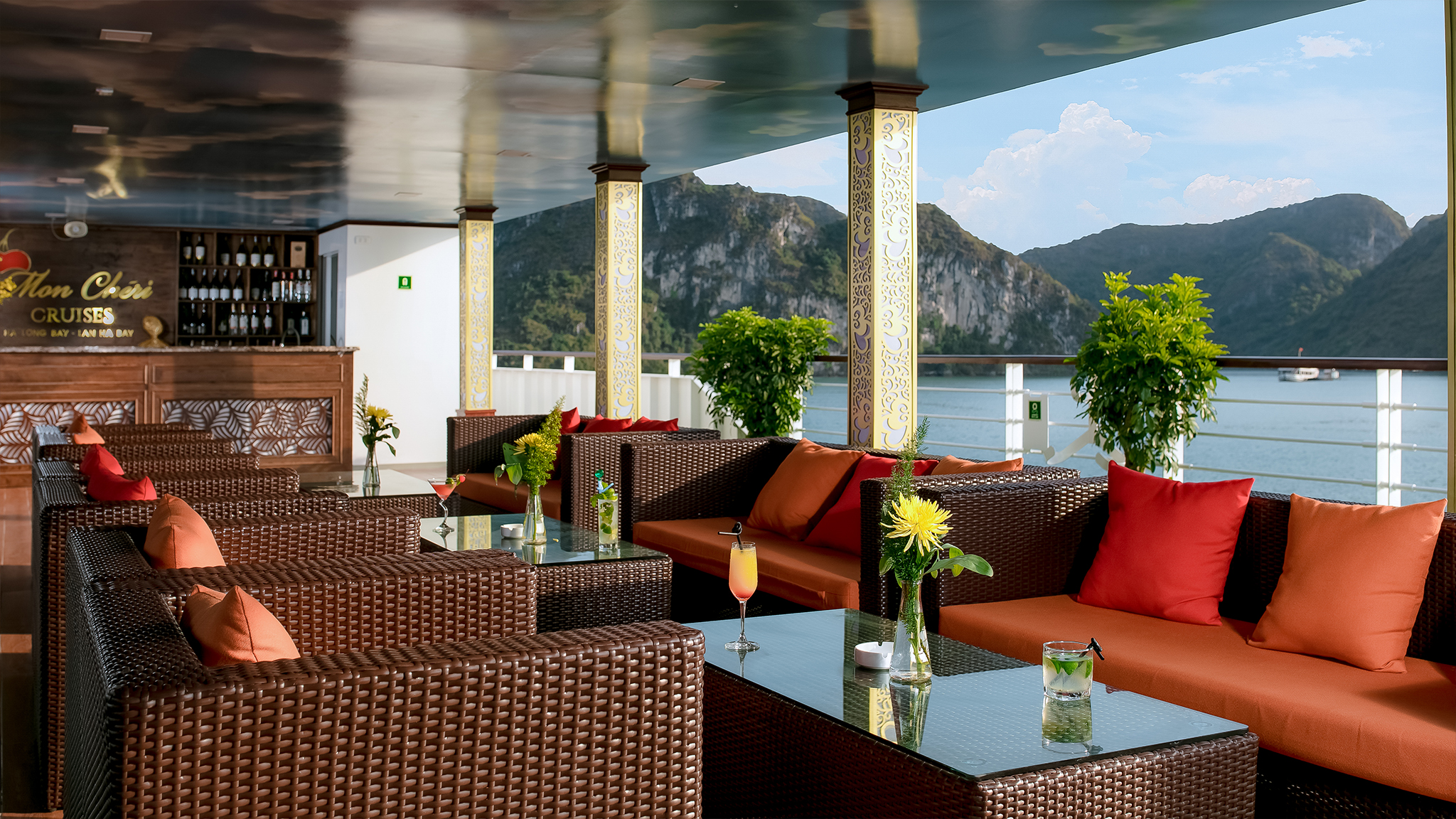 Soak up picturesque landscapes at the open bar