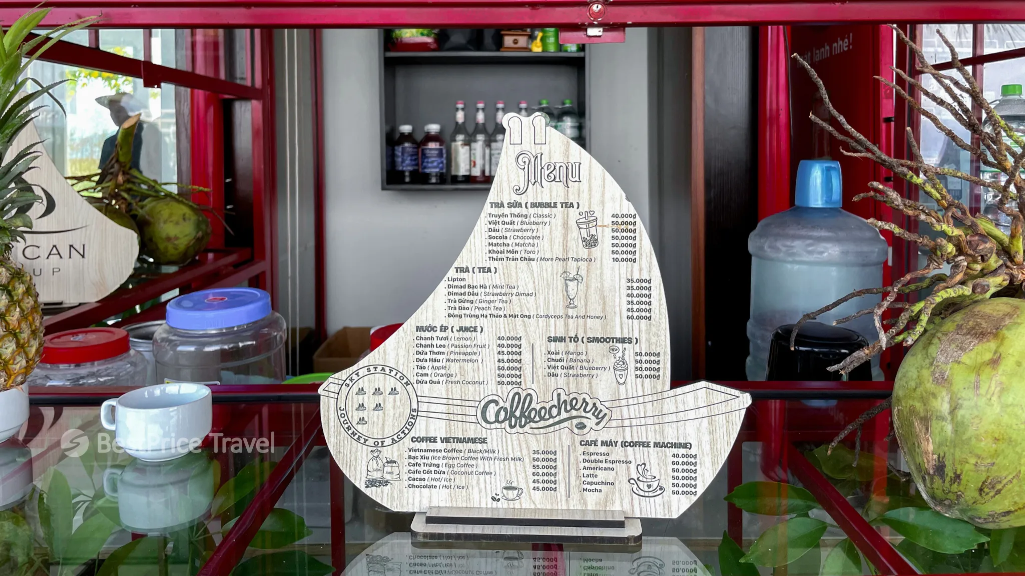 Menu at Orchid Cruises' waiting lounge