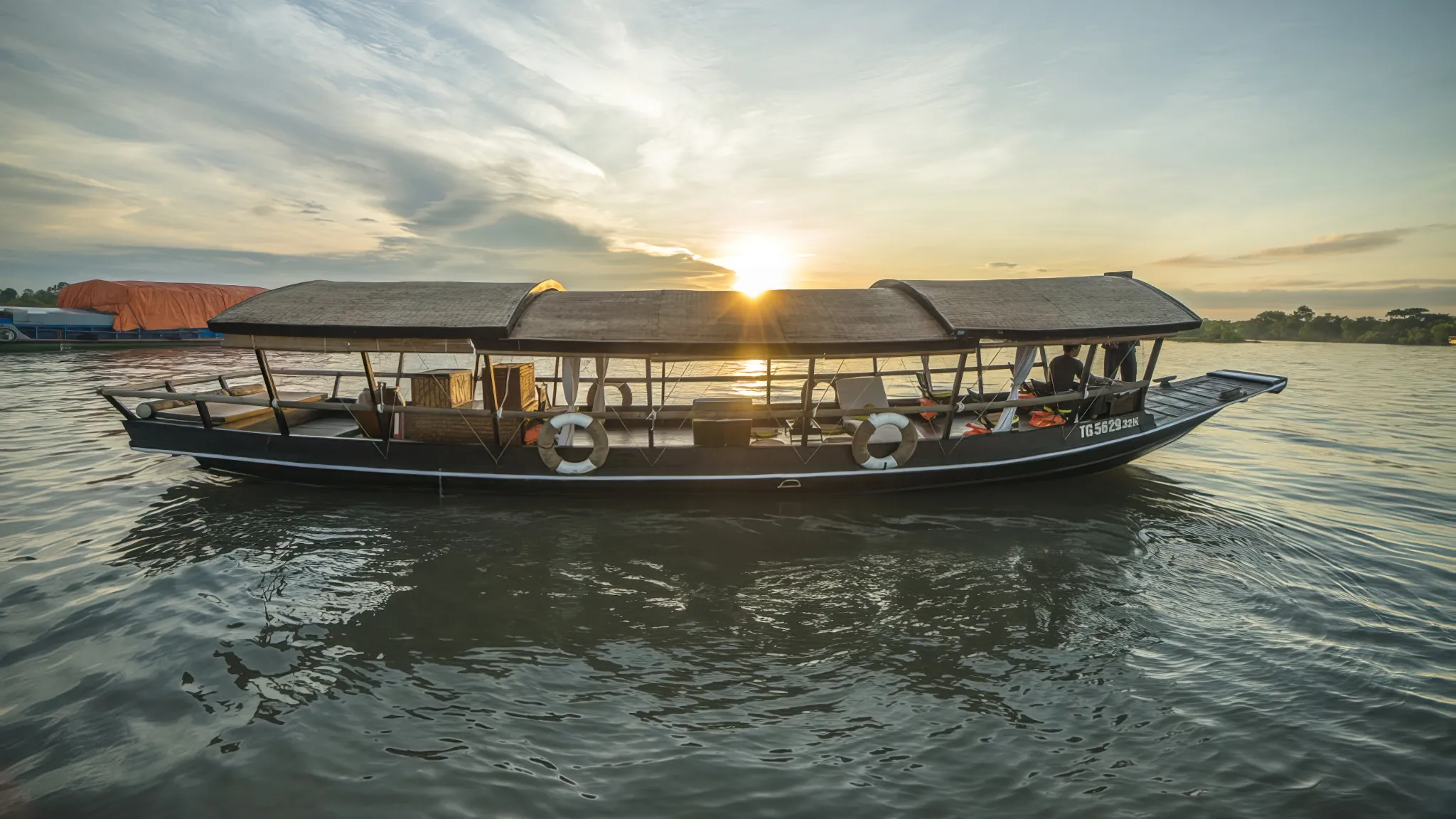 Crew Cruise Sailing Among Stunning River