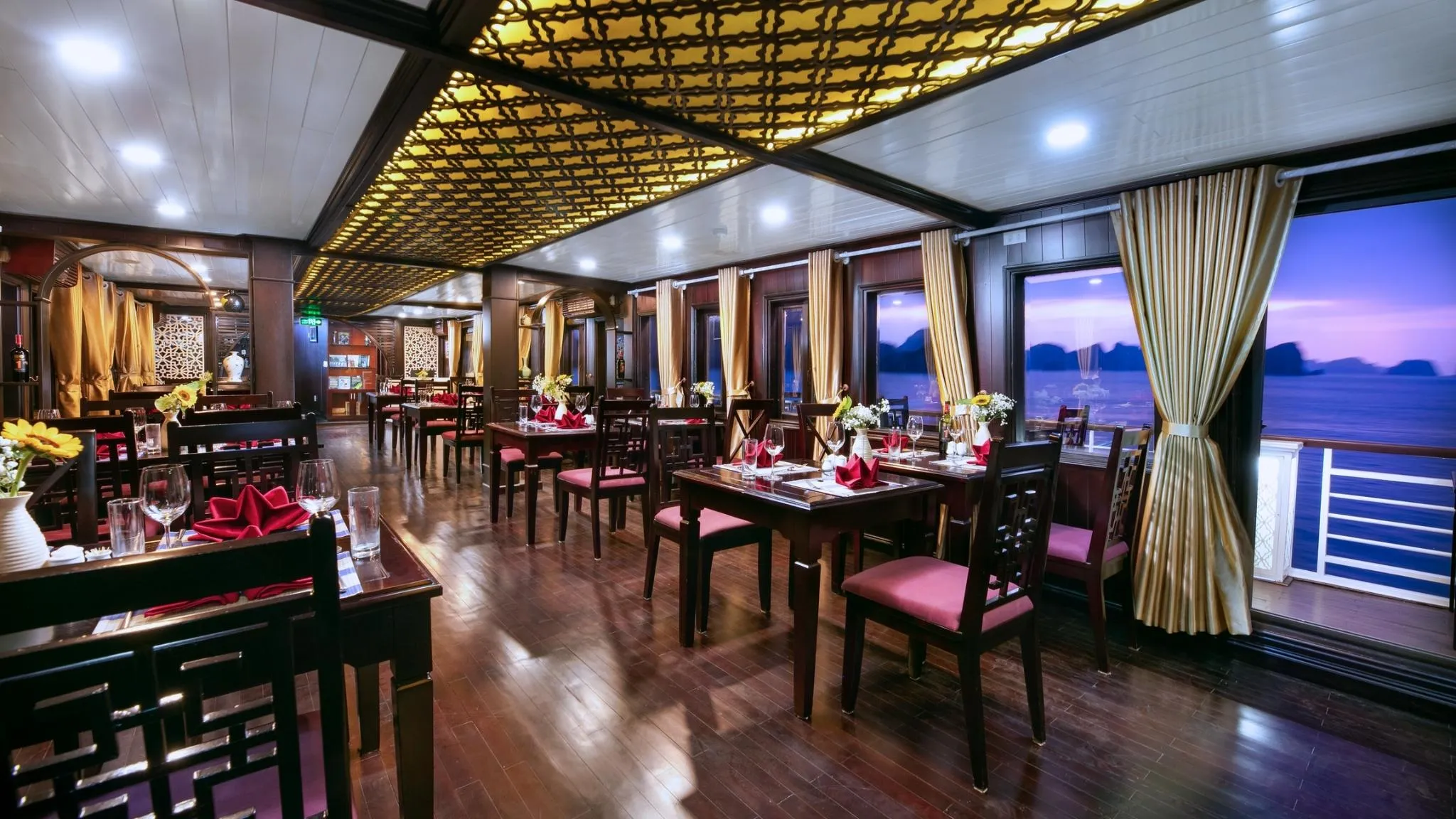 Sparkling space inside Asian restaurant