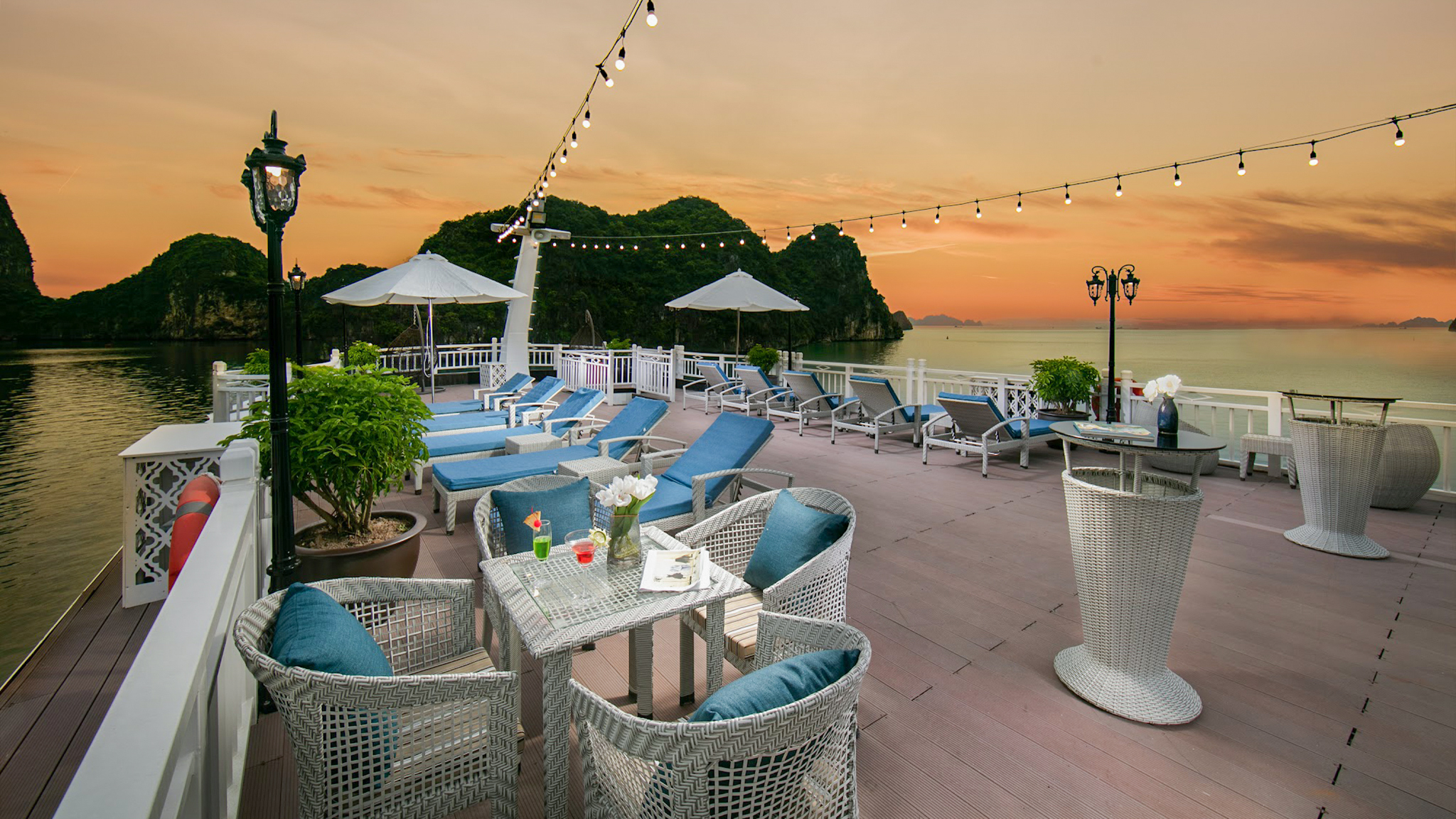 Hermes Cruise Halong Bay sundeck provides a spacious and versatile area for guests.