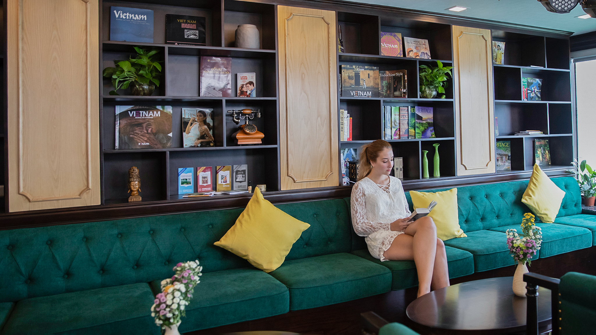 Have your own peaceful time for reading in the library on board