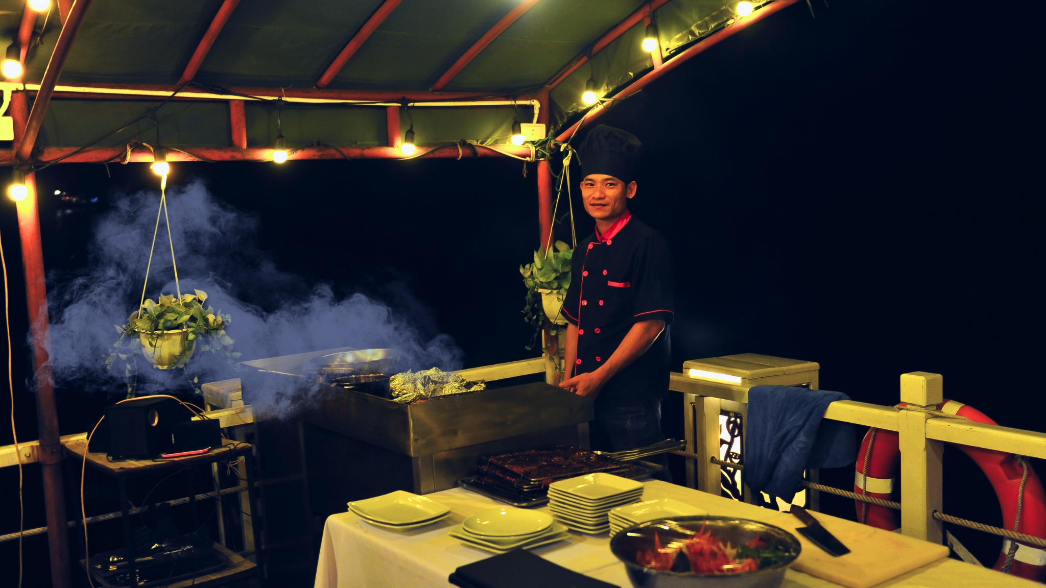 Live grill on sundeck