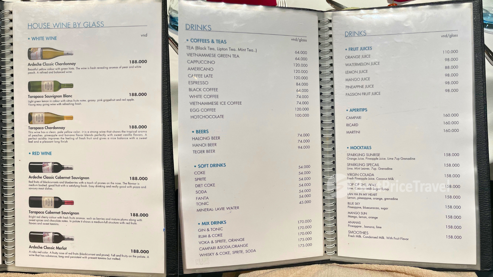 The drink menu on Scarlet Pearl offers a wide selection of wine for guests to enjoy.