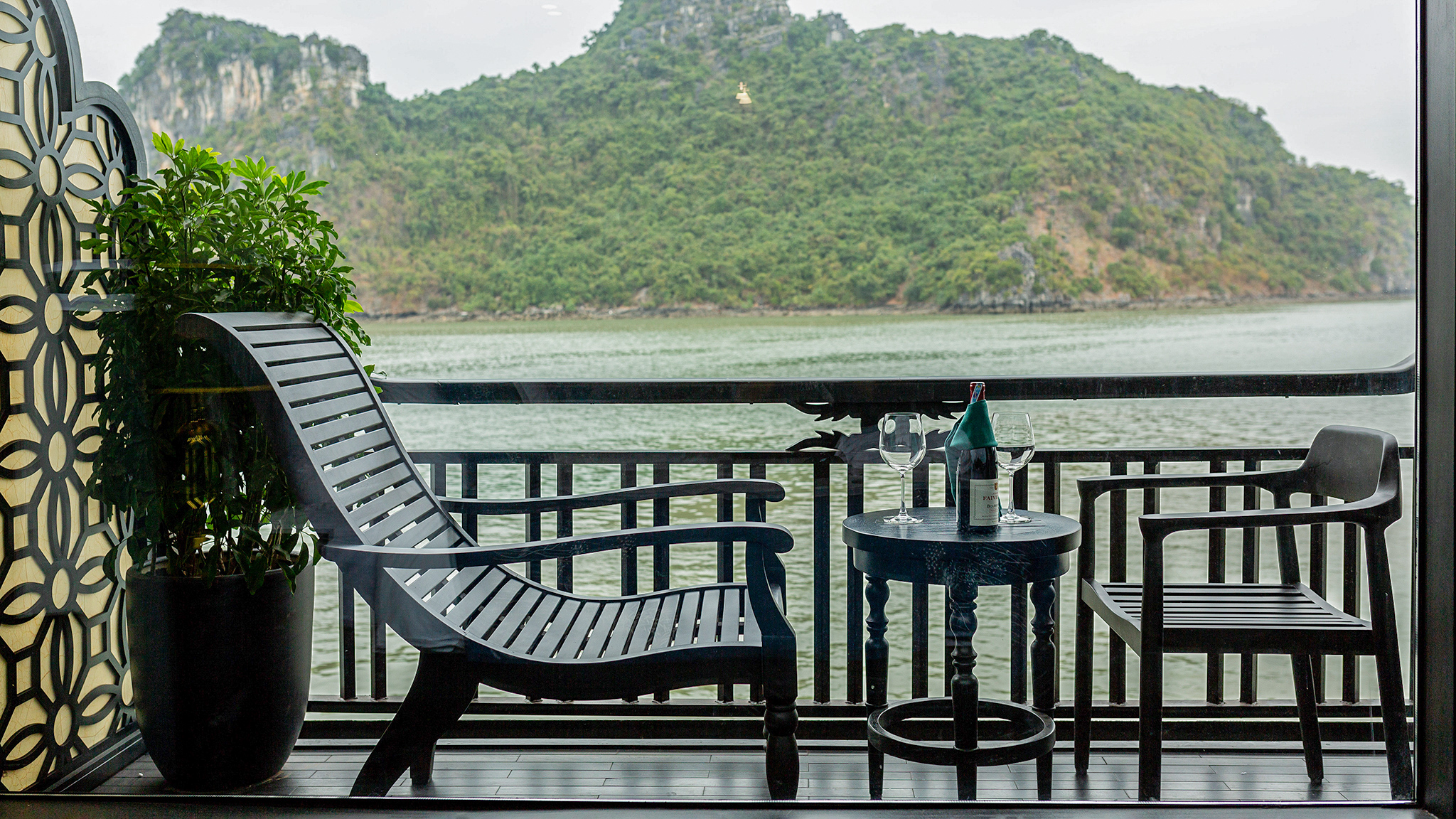 The private balcony in cabin