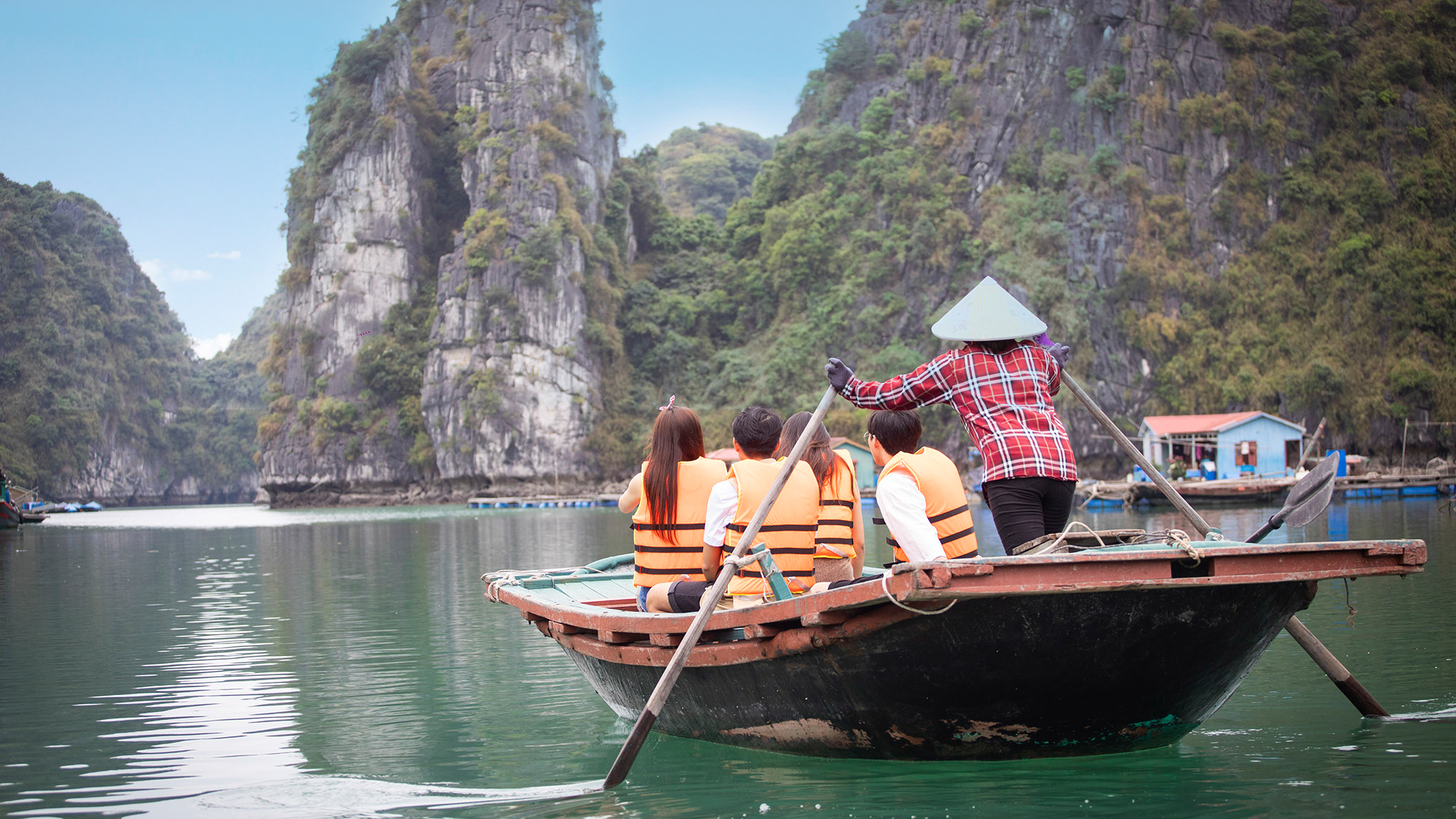 Rowing boat on the majestic beach