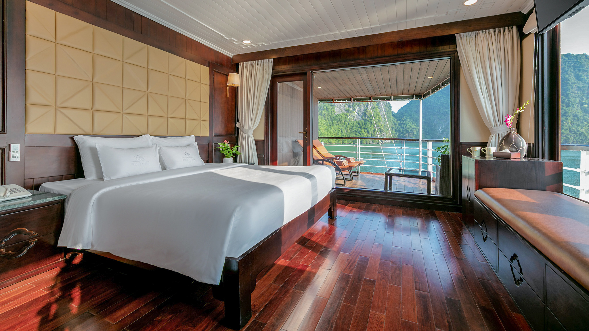 Comfortable cabin space with high-class furnishings