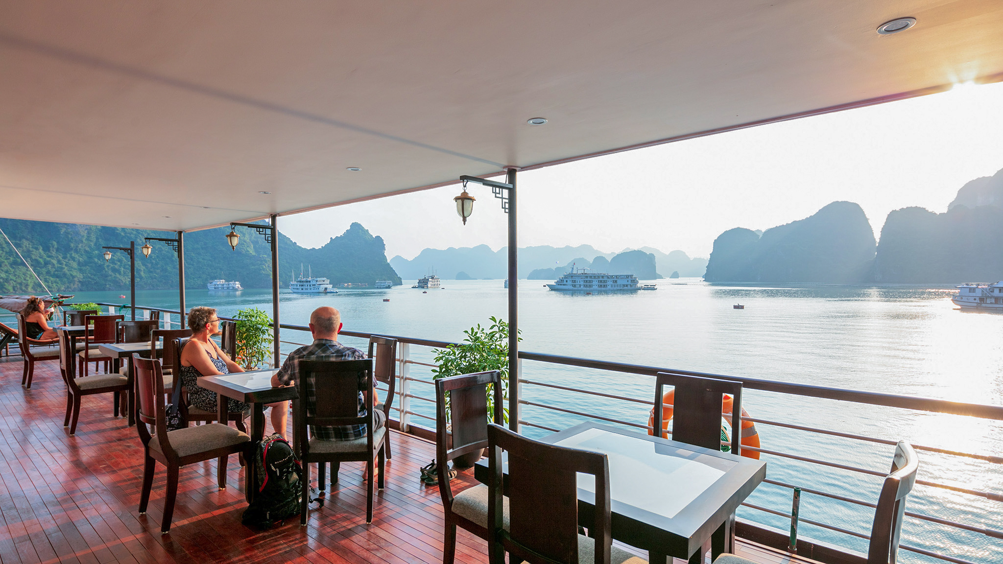 Enjoy Happy Hour on the sundeck while taking in the breathtaking beauty of the bay