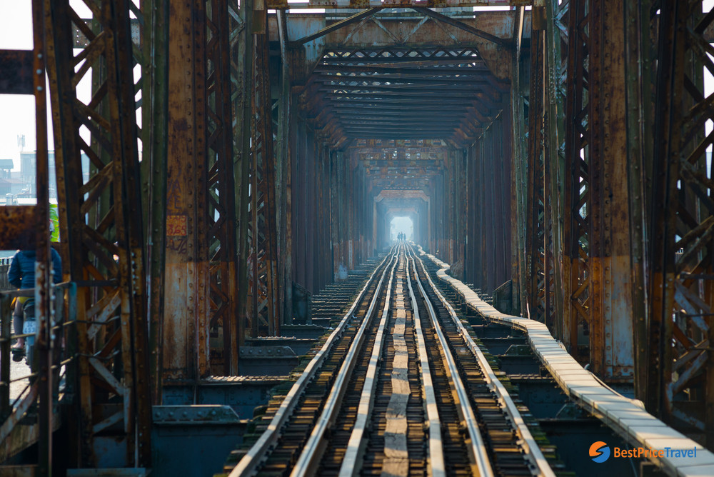 Railway through Long Bien Bridge