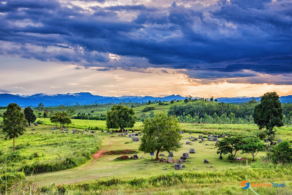 The panoramic view at the Plain of Jars