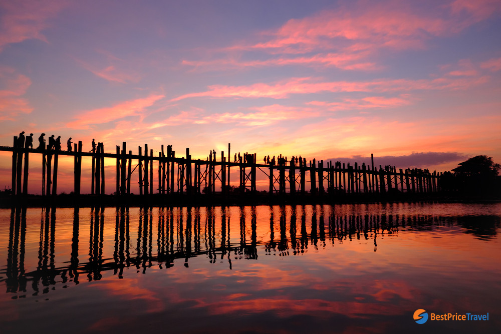 The U Bein Bridge at sunset