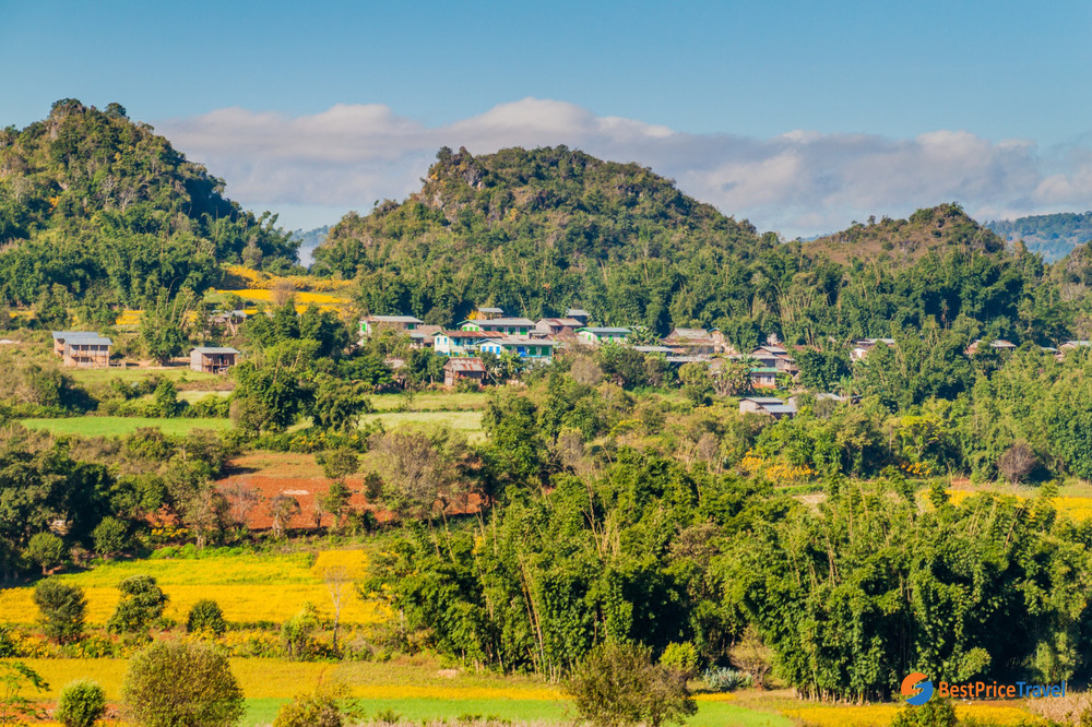 Rural landscape in the area between Kalaw and Inle