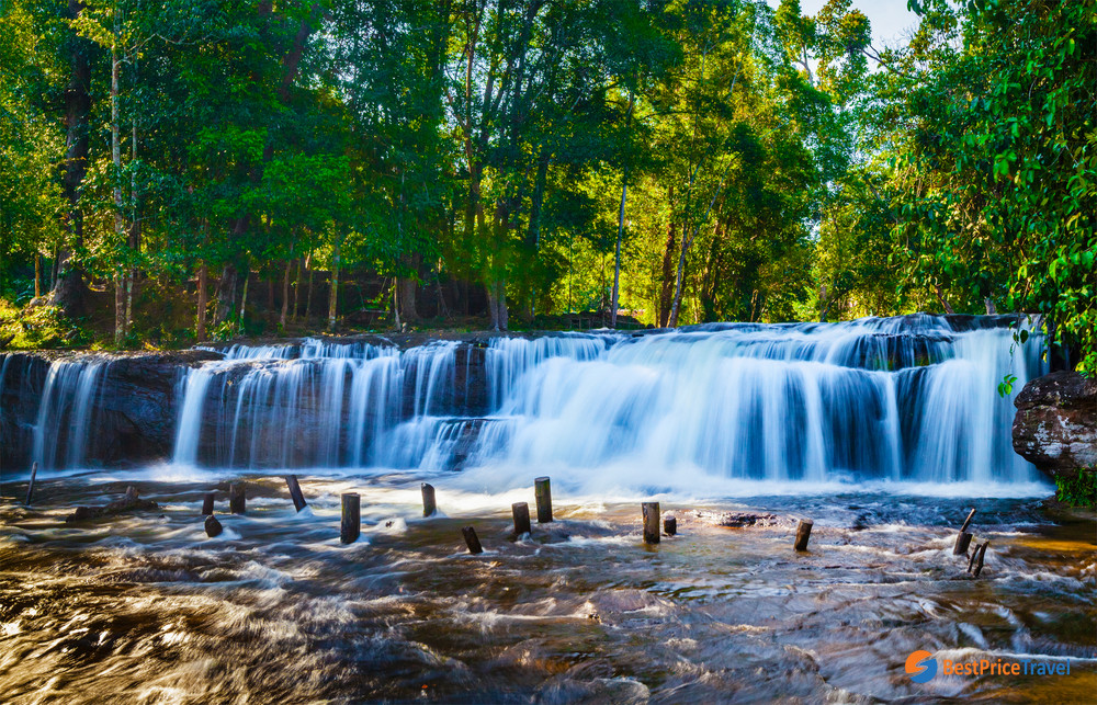 Tropical waterfall at Phnom Kulen