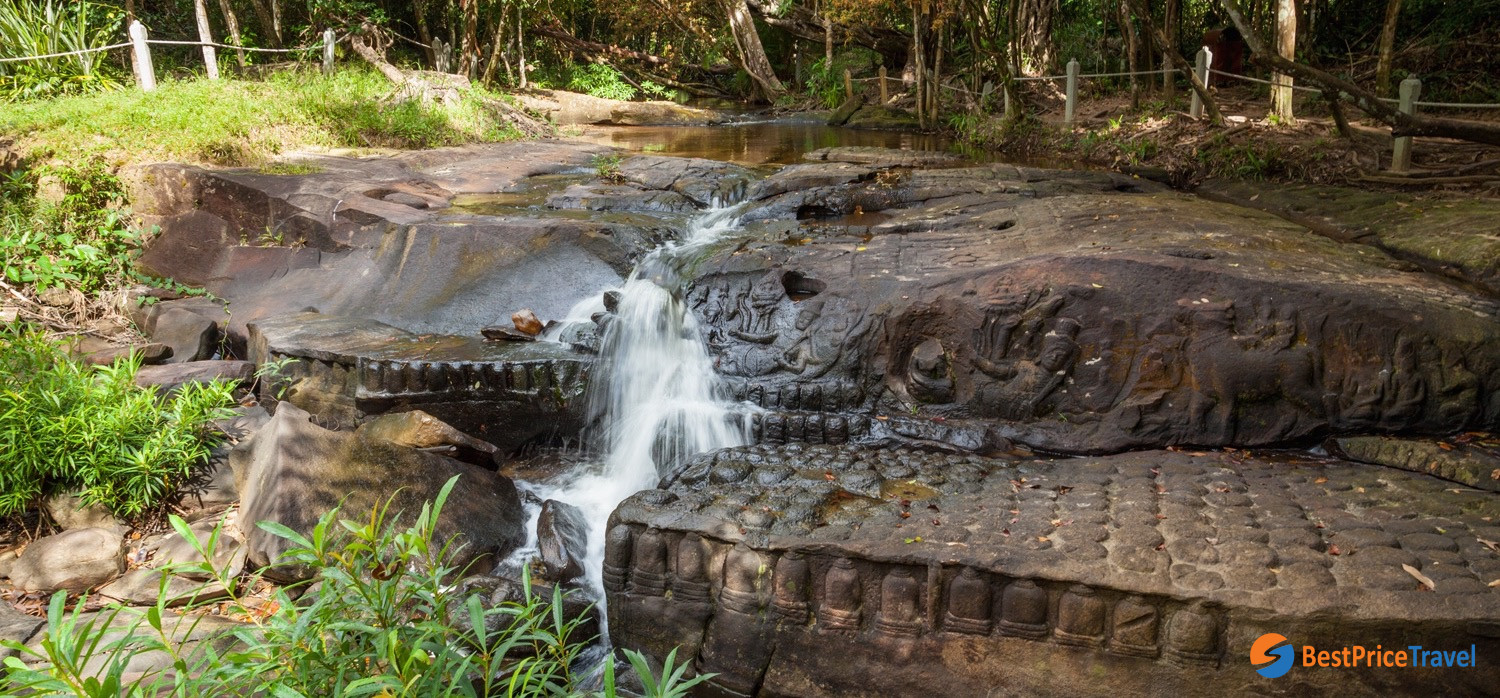 Stone carvings in the riverbed of Kbal Spean
