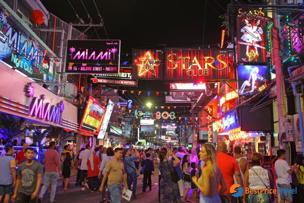 Pattaya walking street at vibrant night