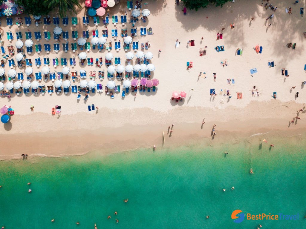 Aerial view of touristy Patong Beach