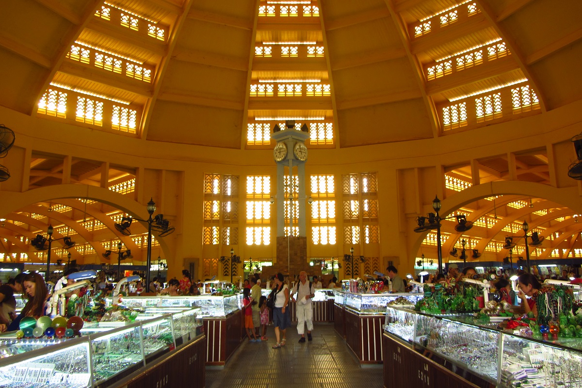 Inside The Central Market In Phnom Penh.