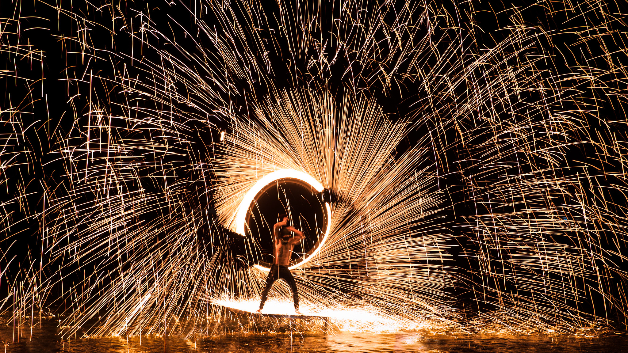 Fire dancing at night in Koh Samui 
