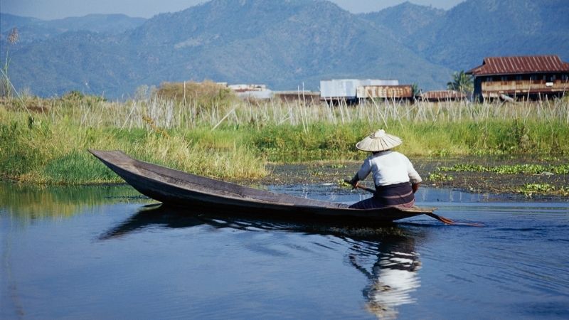 A floating garden in Inle Lake