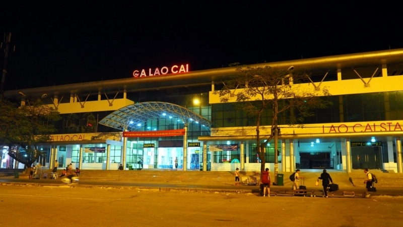 Lao Cai train station at night