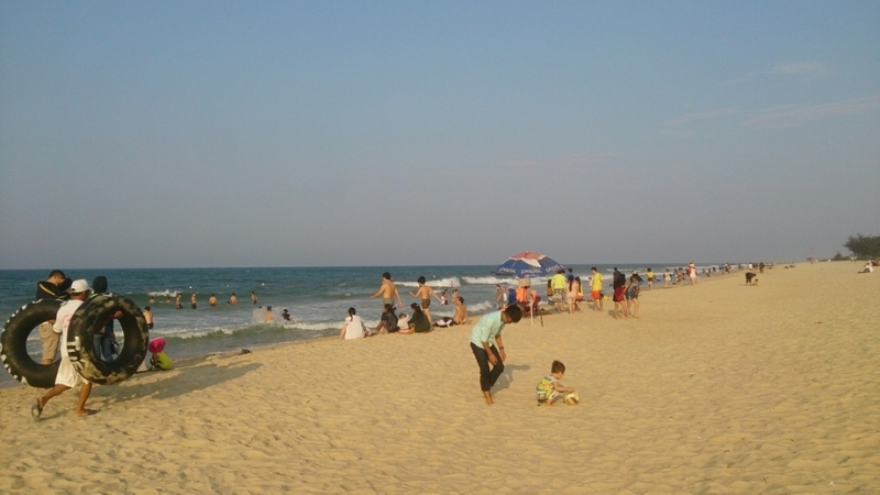 Swimming in Thuan An beach