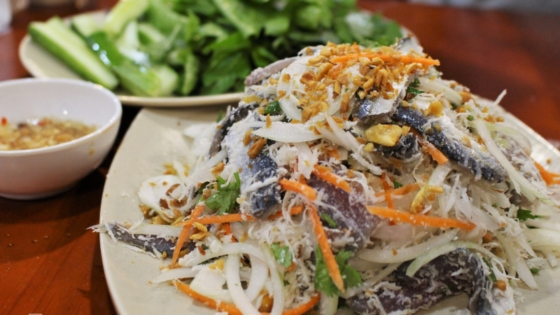 Enjoying fresh seafood in Khem Beach