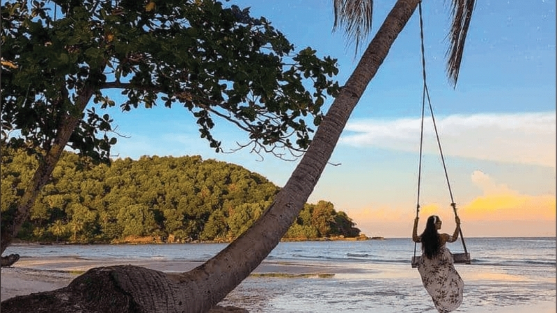 Admire beautiful sunset at Sao Beach