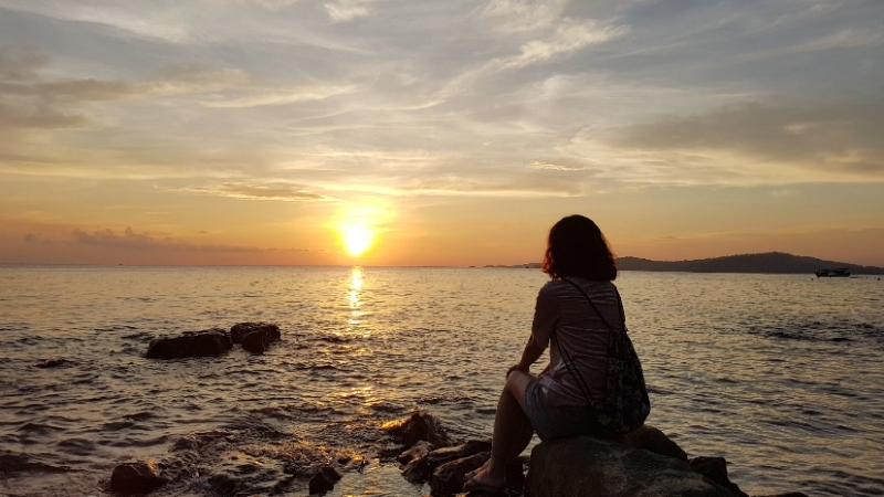 Admire beautiful sunset