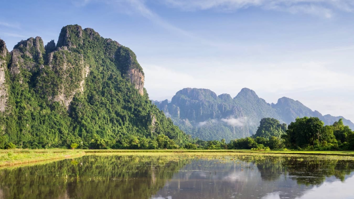 The Tourist Town Vang Vieng In Vientiane Province