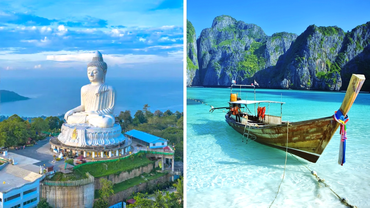 Big Buddha On The Top Of Nakkerd Hills And Phu Ket Beach