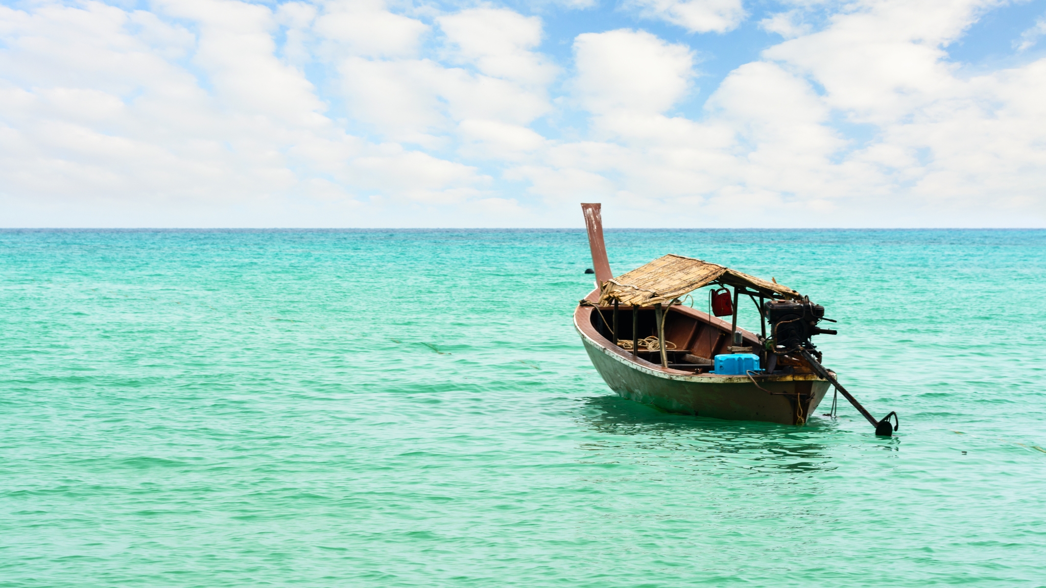 Wooden Moken Fishing Boat Near Bo Cho Island