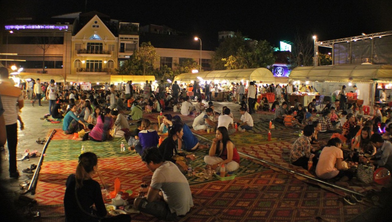 Food Stalls Area At Night Market