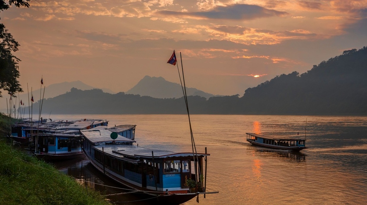 Romantic Sunset on Mekong River