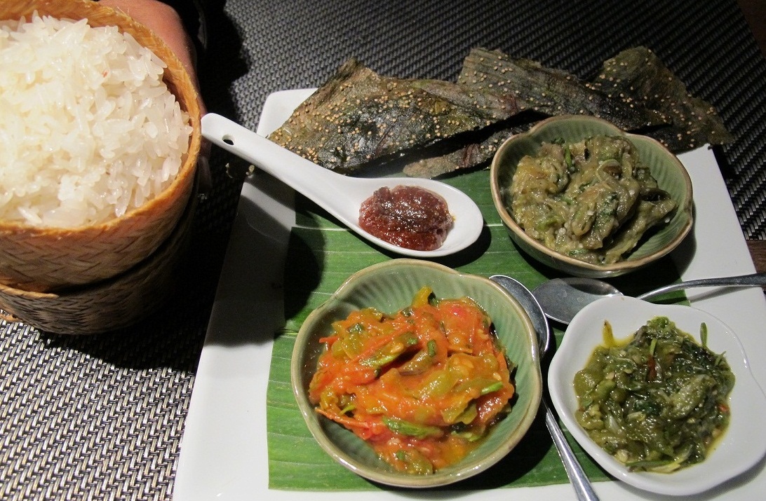 Typical meal in Laos.