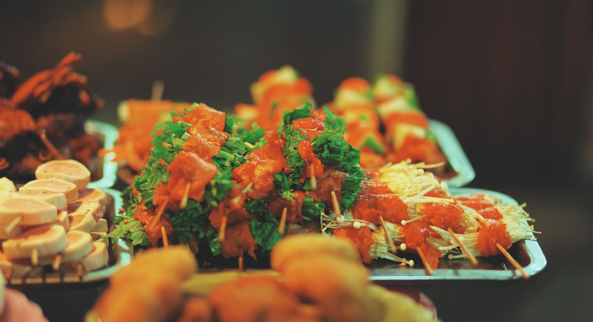 Numerous street side stalls selling skewers in Sapa - Foodie in Vietnam