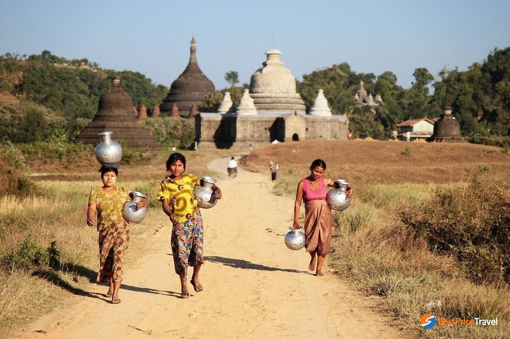 Village life in Mrauk U happens all around the ancient temples