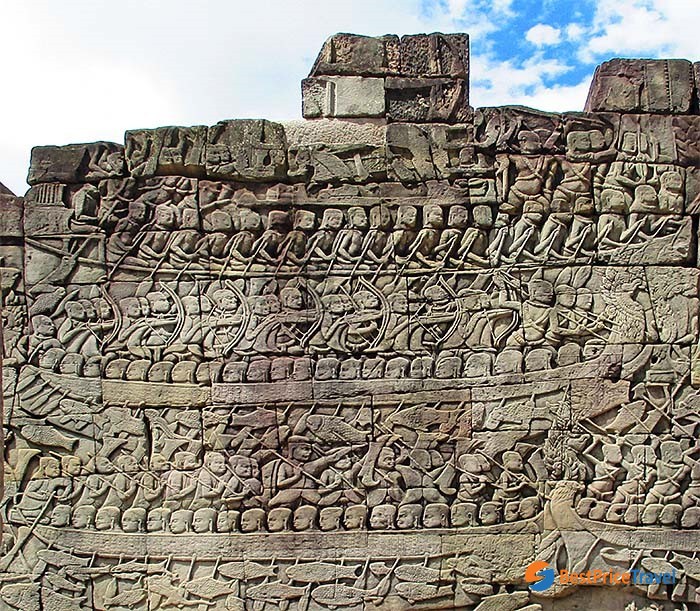 ancien carving of rowing festival in Cambodia