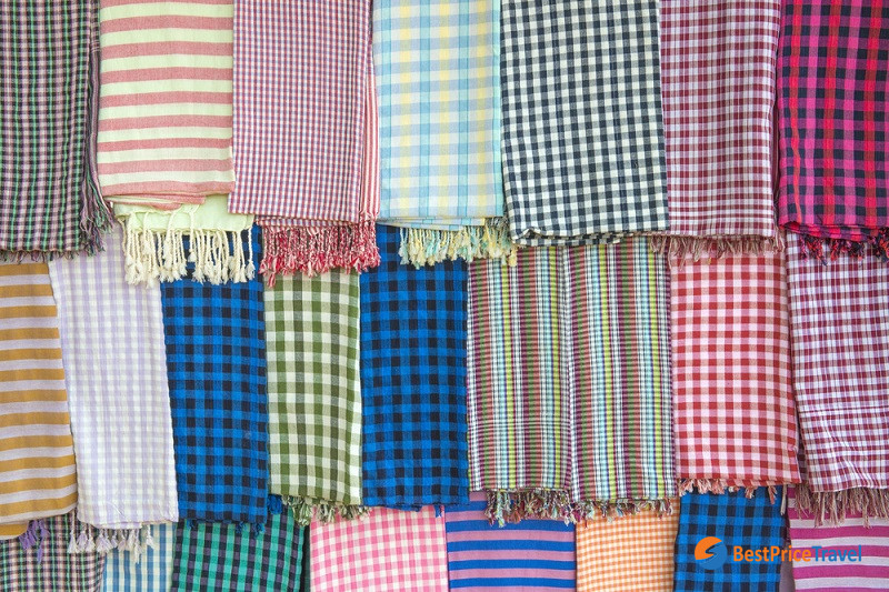 Colorful traditional Cambodian Krama Scarf