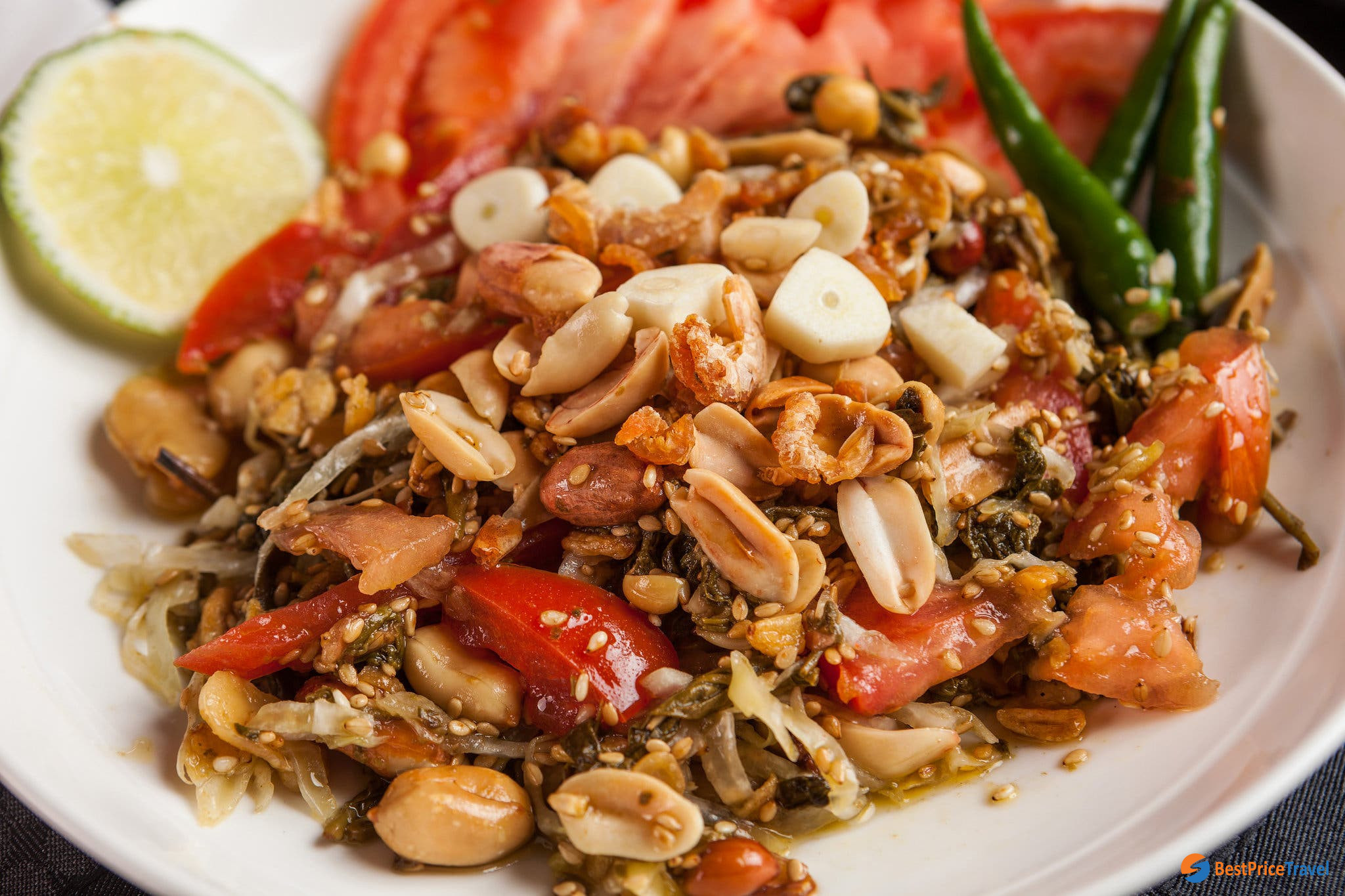 Laphet Thoke - traditional tea leaf salad in Myanmar