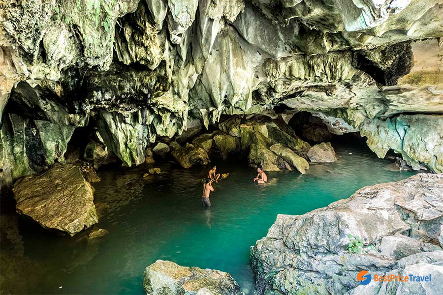 Swimming cave at&nbsp;Phnom Kampong Trach