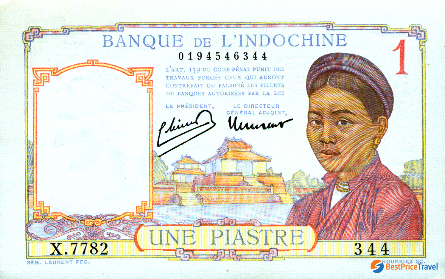 Indochina Bank issued banknote - Vietnam currency