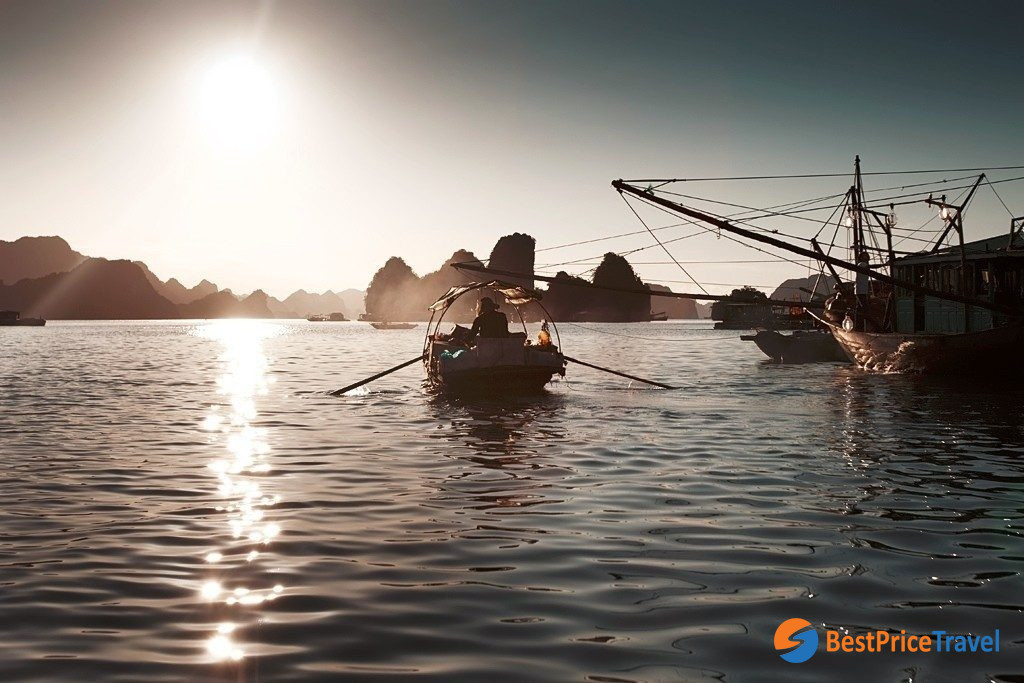 Daily photo of local fishermen in Halong Bay