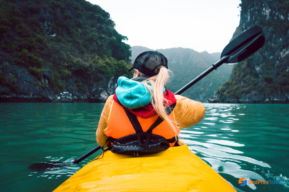 Kayaking in Halong Bay winter