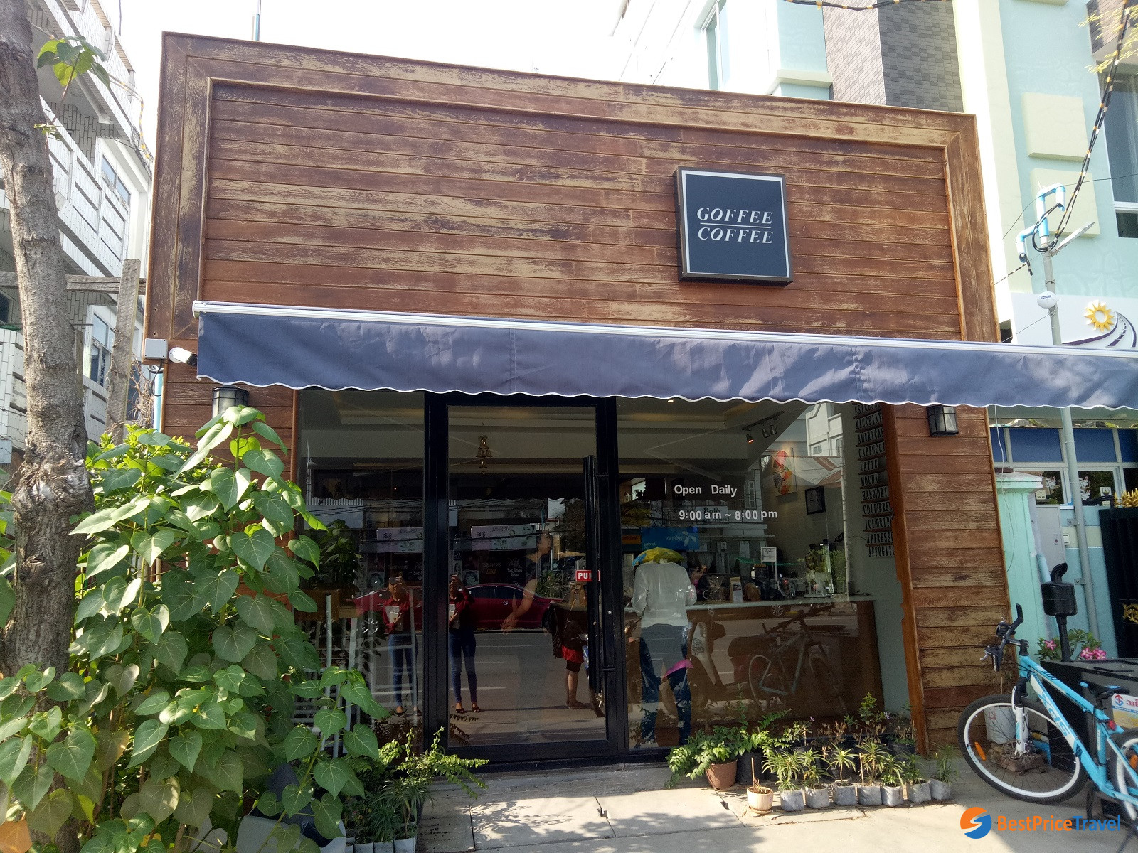 Minimalist design from the outside of the coffee shop