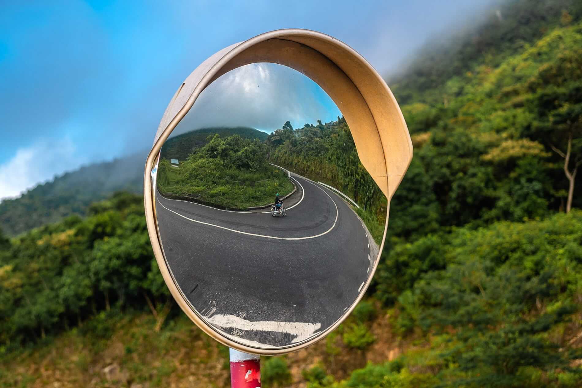 Riding a bike in Hai Van Pass