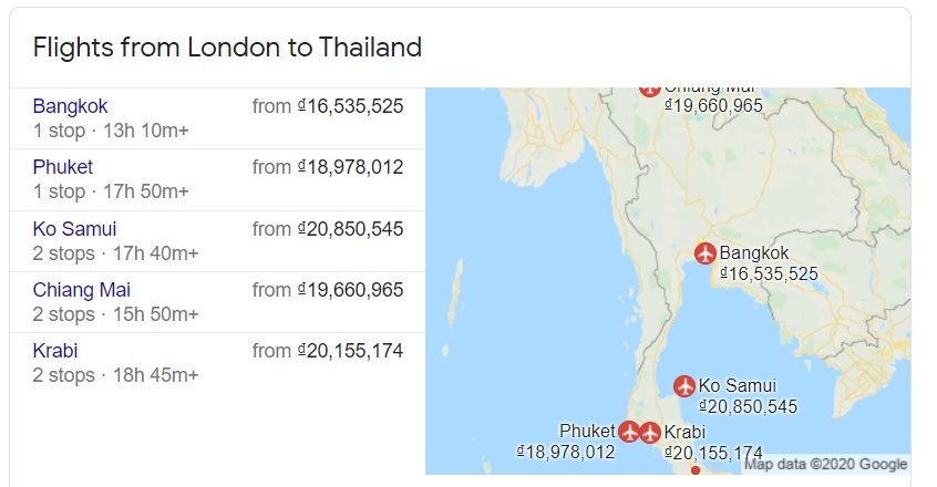 London to Thailand Flight price