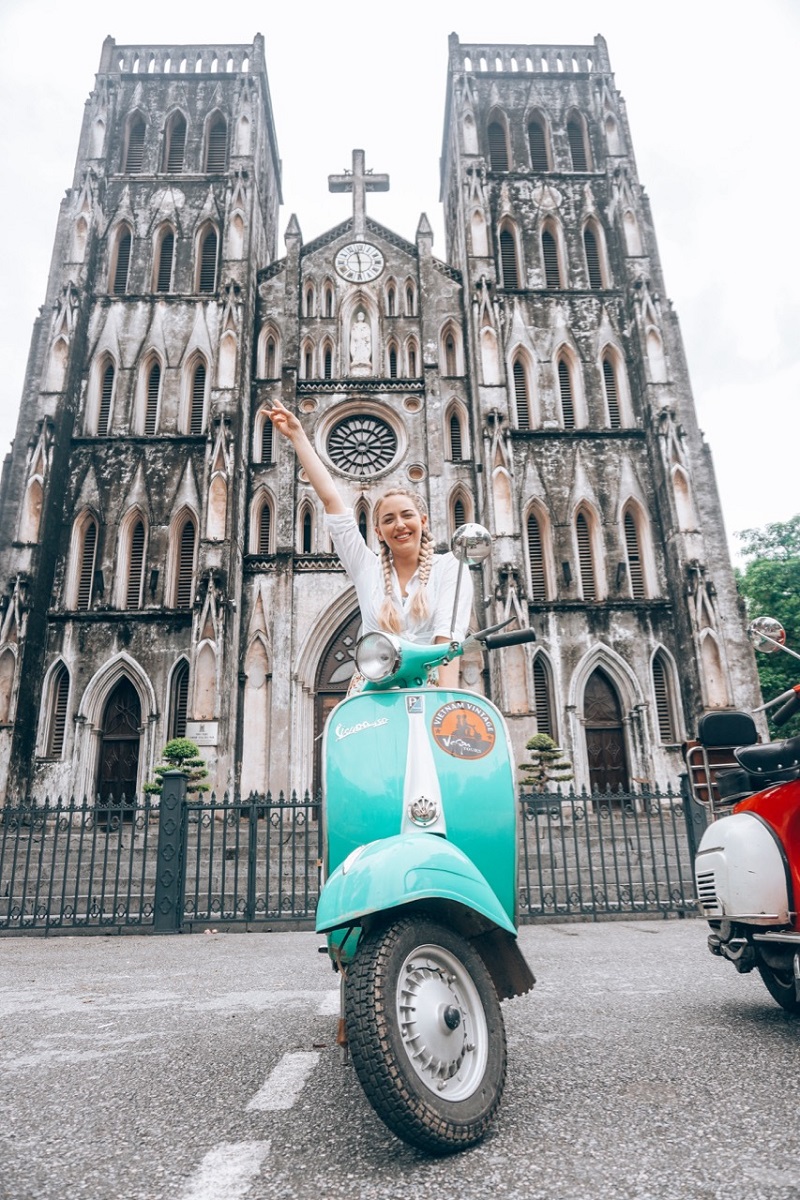 Riding scooter in Vietnam