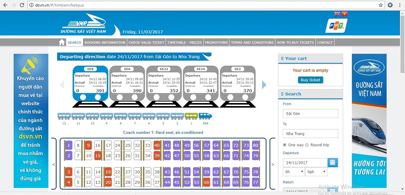 Booking train ticket Hue to Da Nang