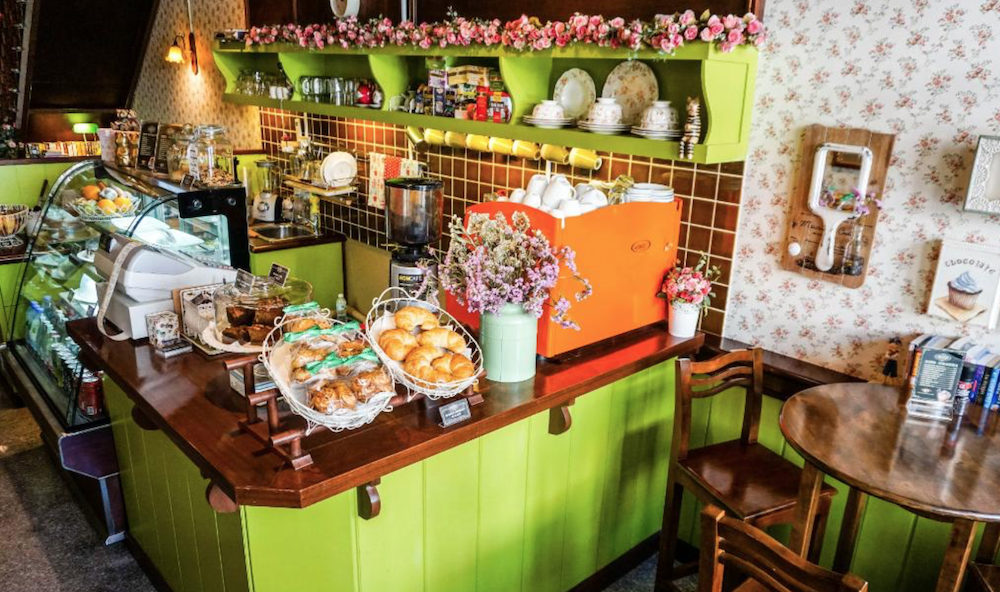 mouth-watering desserts in a pretty shop