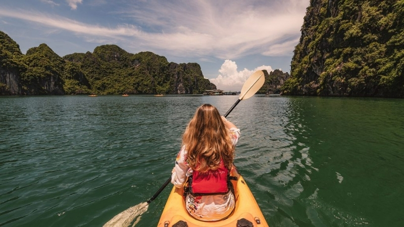 Kayaking in Halong Bay